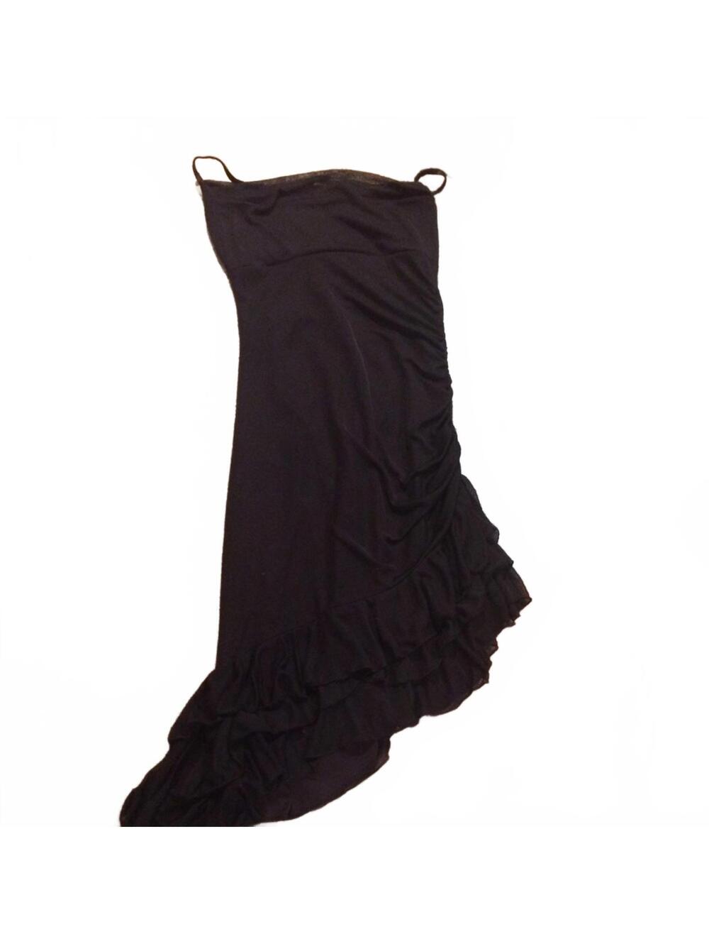 XoXo Black Asymmetrical Ruffle Evening Dress Small